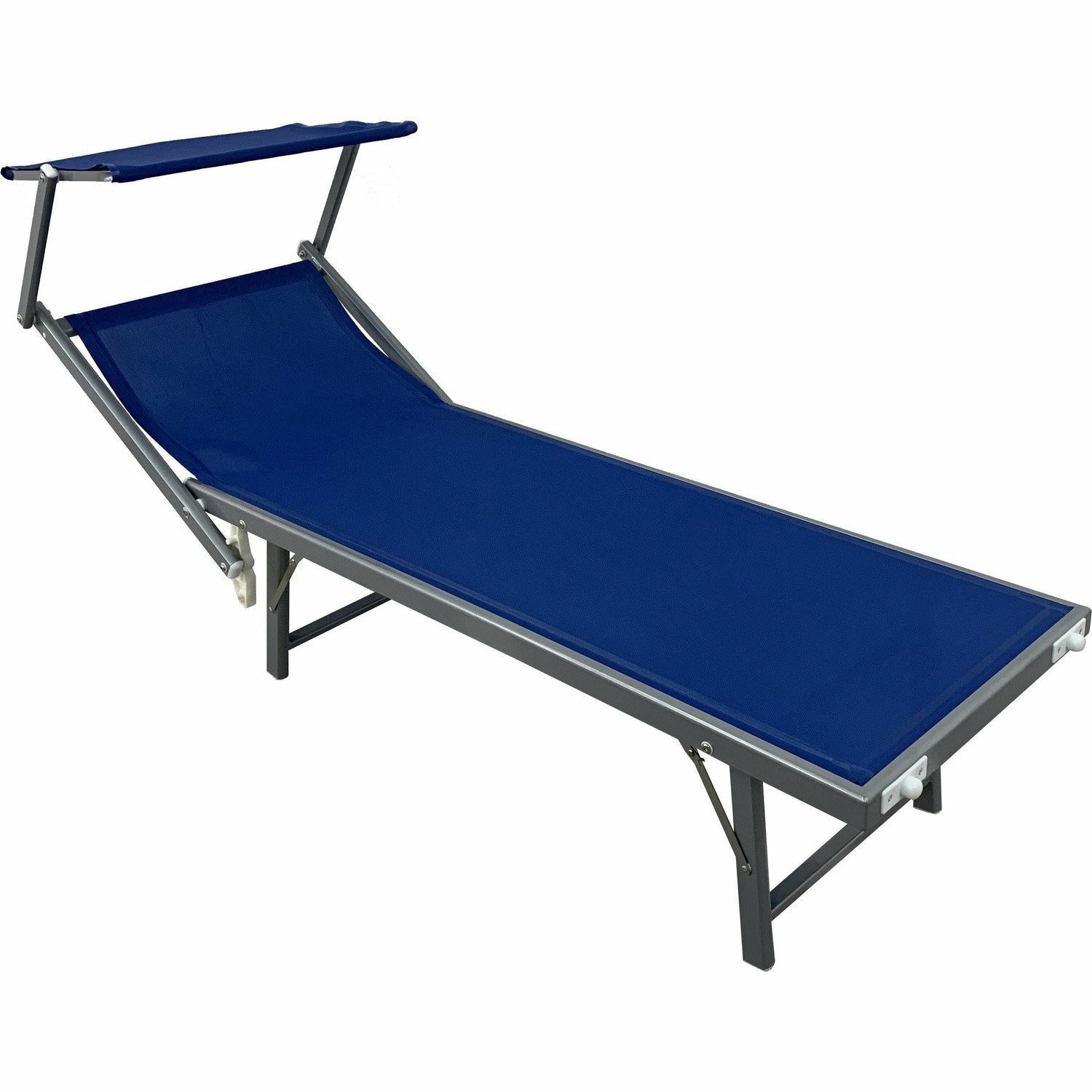 VESTIAMO CASA MARE - Lettino con parasole Blu - h36x183x58 cm